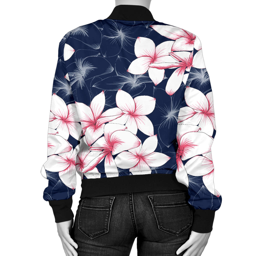 Plumeria Pattern Print Design PM017 Women Bomber Jacket