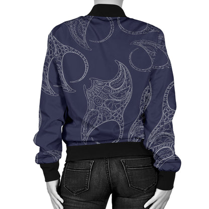 Manta Ray Pattern Print Design 01 Women's Bomber Jacket