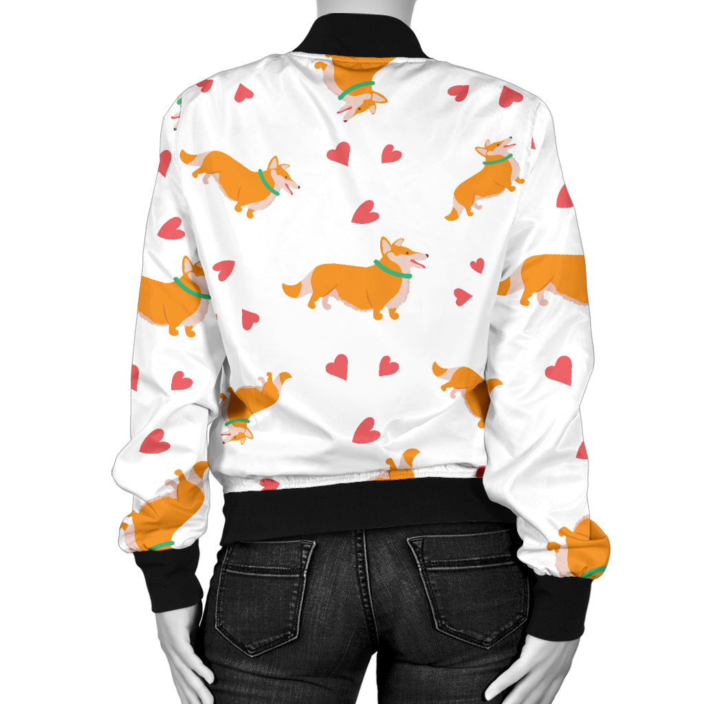 Cardigan Welsh Corgis Pattern Print Design 04 Women's Bomber Jacket