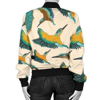 Kingfisher Pattern Print Design 02 Women's Bomber Jacket