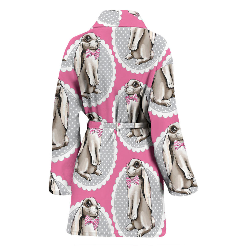 Rabbit Pattern Print Design RB019 Women Bathrobe