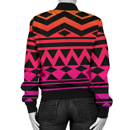 Rainbow Tribal Pattern Print Design A02 Women's Bomber Jacket