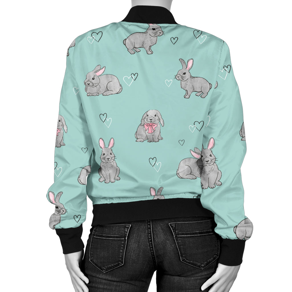 Bunny Pattern Print Design 02 Women's Bomber Jacket