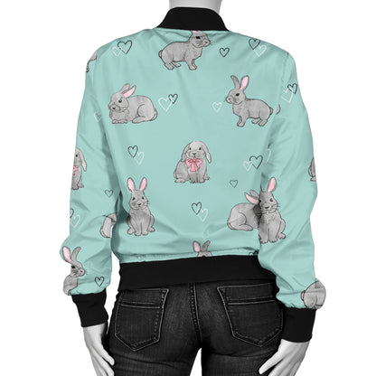 Bunny Pattern Print Design 02 Women's Bomber Jacket