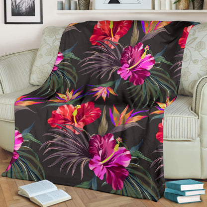 Hibiscus Pattern Print Design HB014 Fleece Blanket
