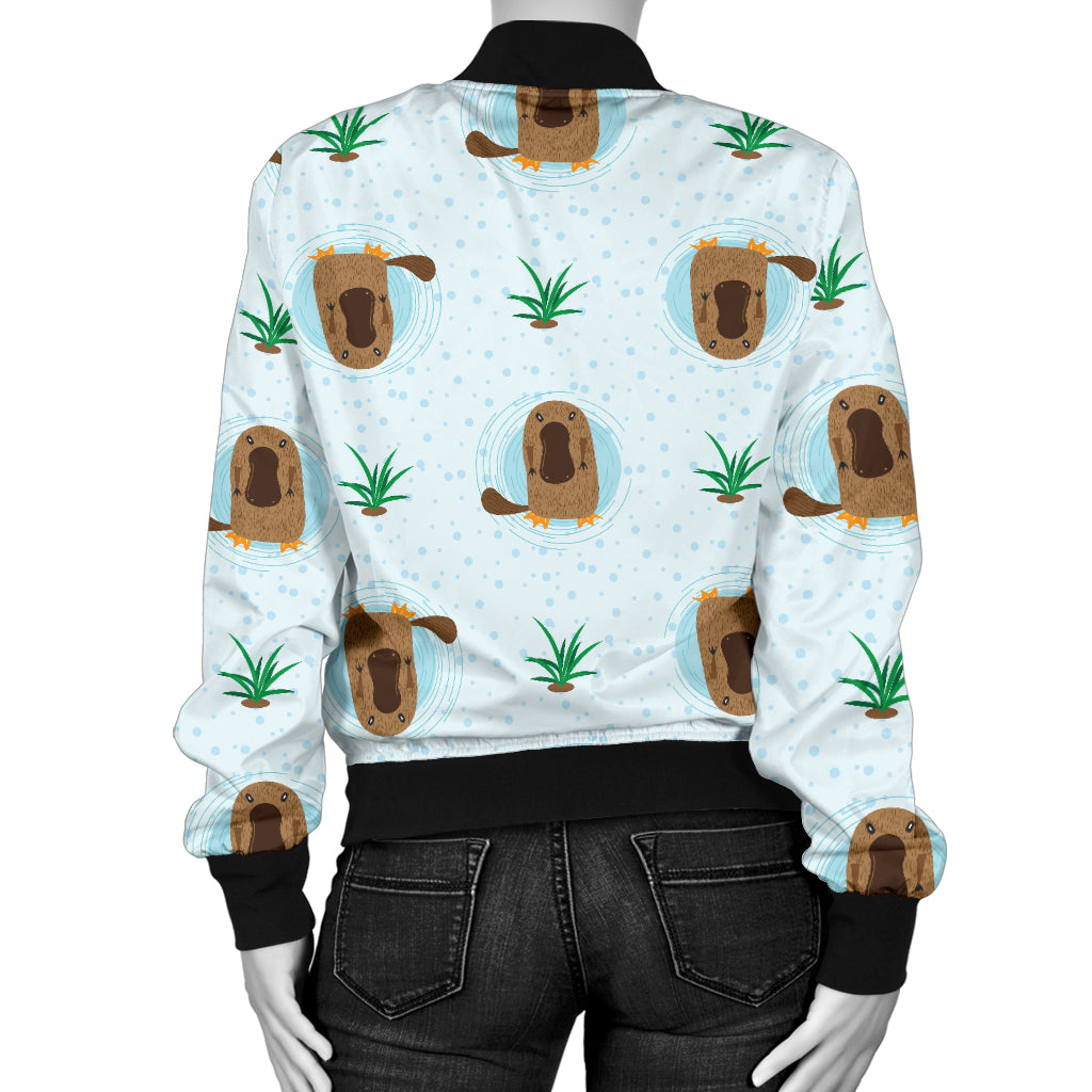 Platypus Pattern Print Design A04 Women's Bomber Jacket