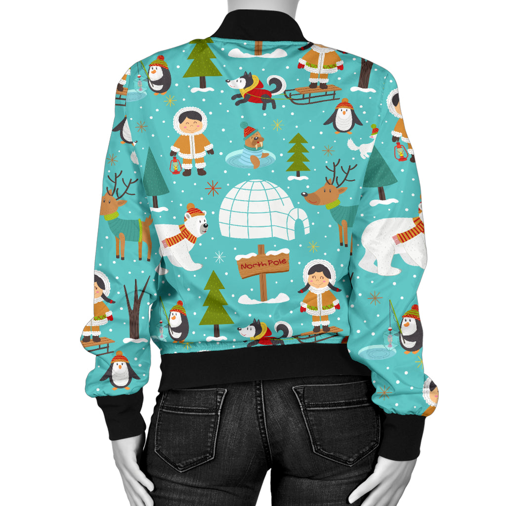 Eskimo Pattern Print Design 01 Women's Bomber Jacket