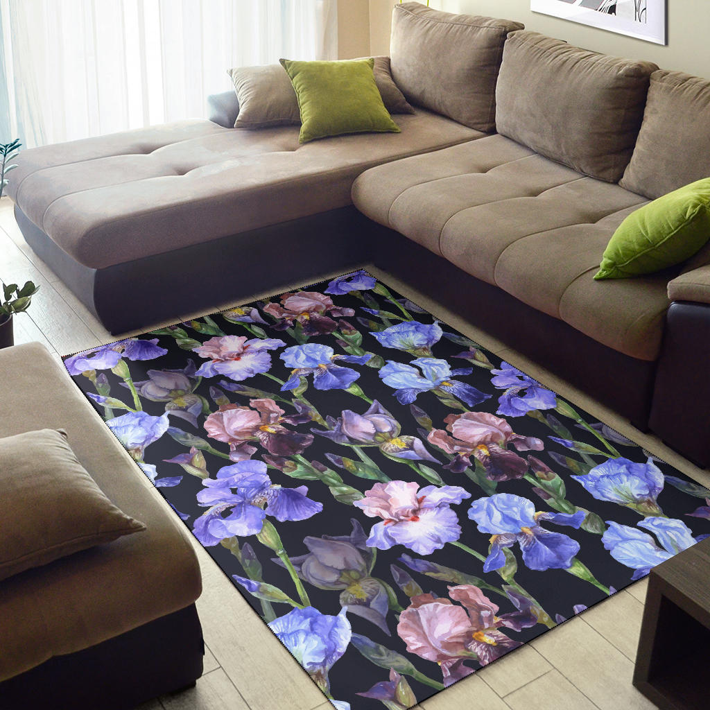 Iris Pattern Print Design IR04 Area Rugs