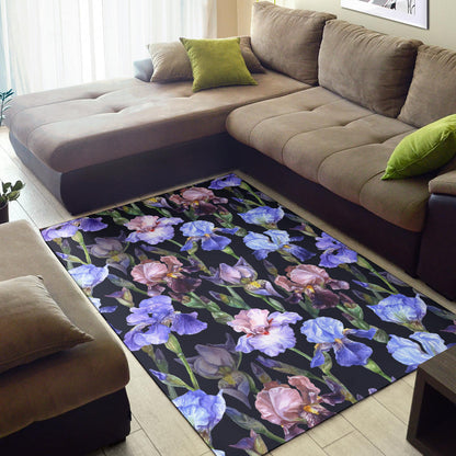 Iris Pattern Print Design IR04 Area Rugs
