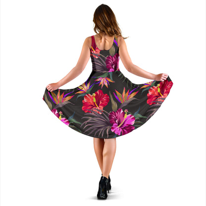Hibiscus Pattern Print Design HB014 Midi Dress