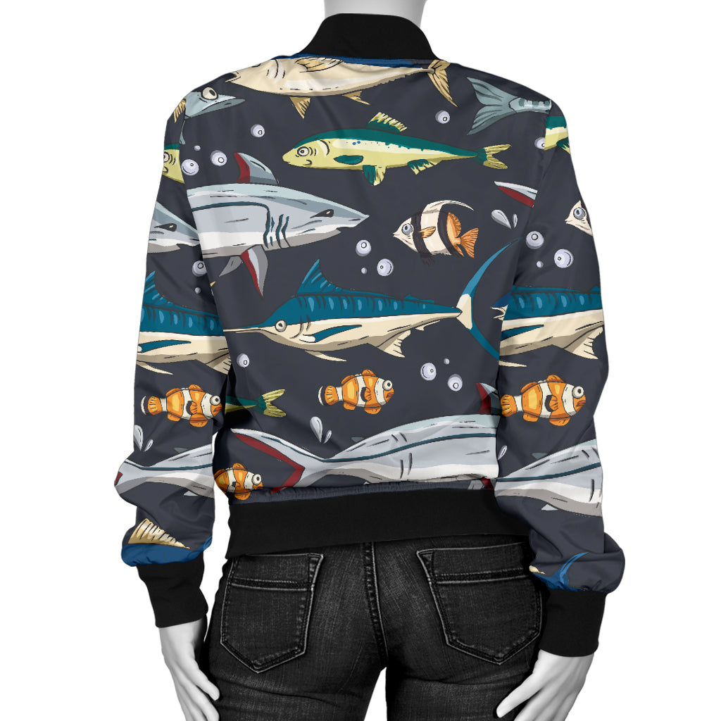 Swordfish Pattern Print Design 04 Women's Bomber Jacket