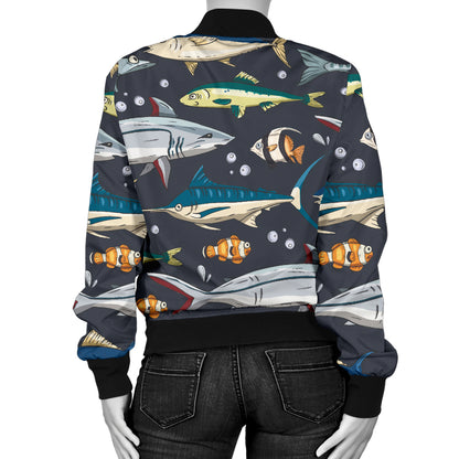 Swordfish Pattern Print Design 04 Women's Bomber Jacket