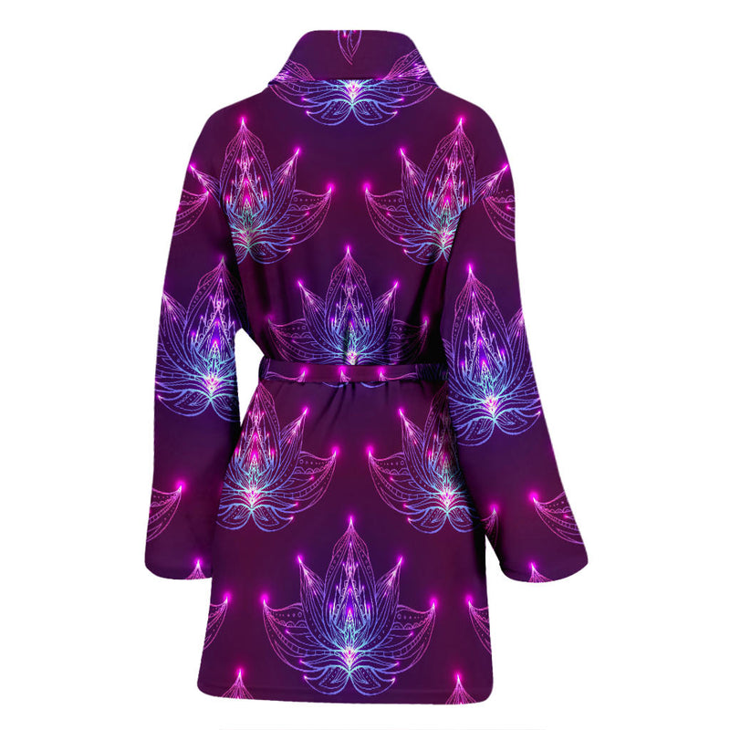 lotus Pattern Print Design LO01 Women Bathrobe