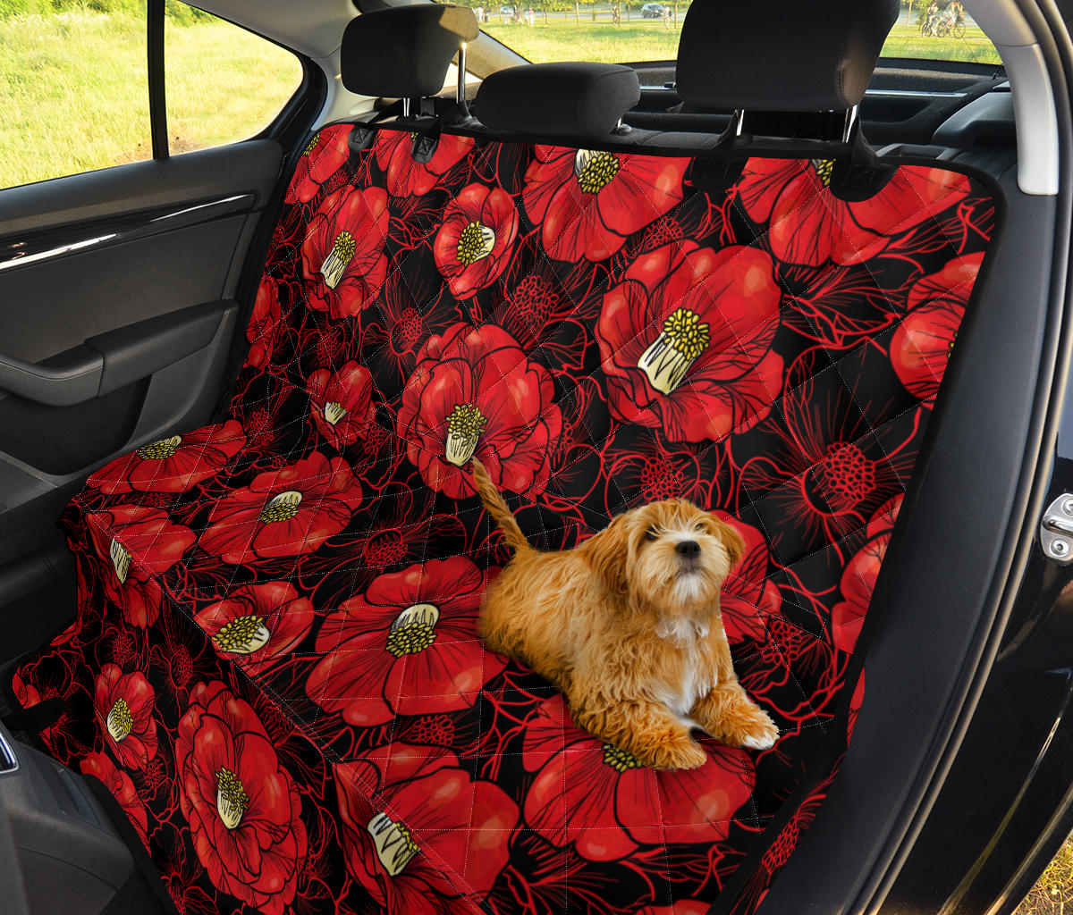 Camellia Pattern Print Design CM06 Rear Dog  Seat Cover