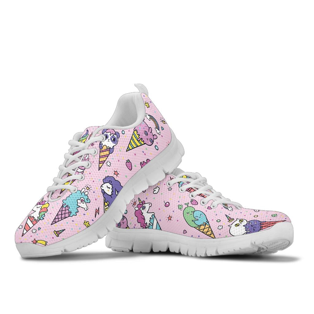 Ice Cream Pattern Print Design IC05 Sneakers White Bottom Shoes