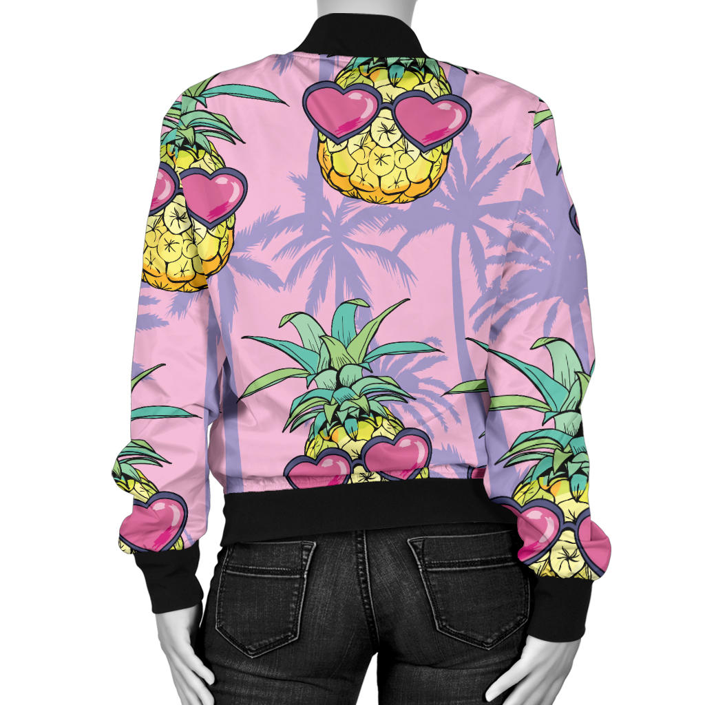 Pineapple Pattern Print Design PP06 Women Bomber Jacket