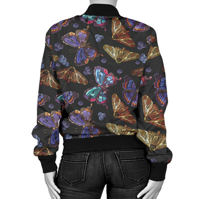 Butterfly Pattern Print Design 013 Women's Bomber Jacket