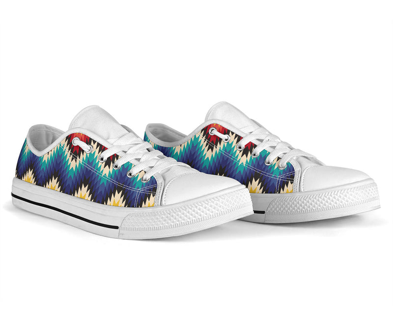 Tribal Aztec White Bottom Low Top Shoes