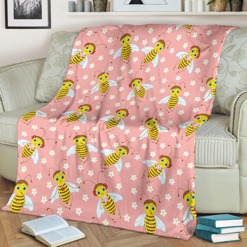 Bee Pattern Print Design BEE07 Fleece Blanket
