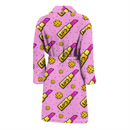 Lipstick Pattern Print Design LT03 Men Bathrobe