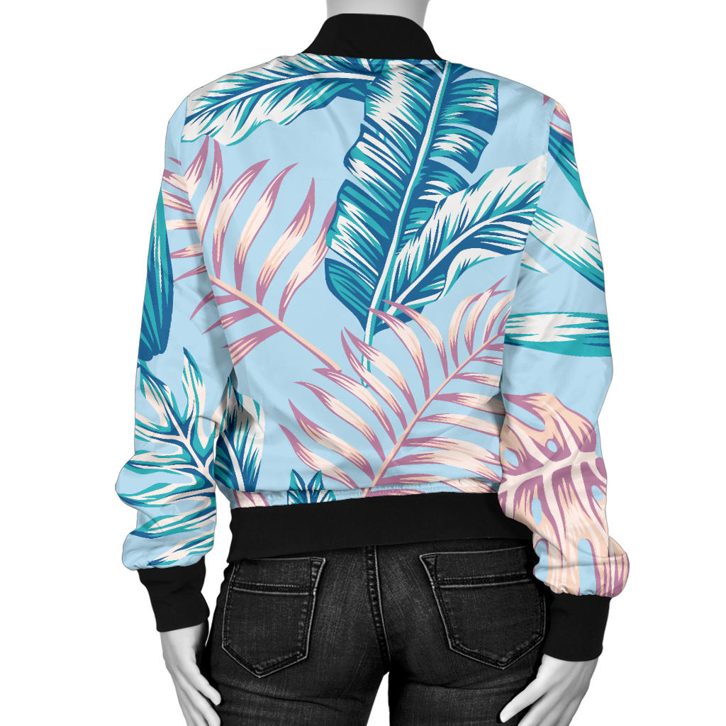 Tropical Flower Pattern Print Design TF01 Women Bomber Jacket