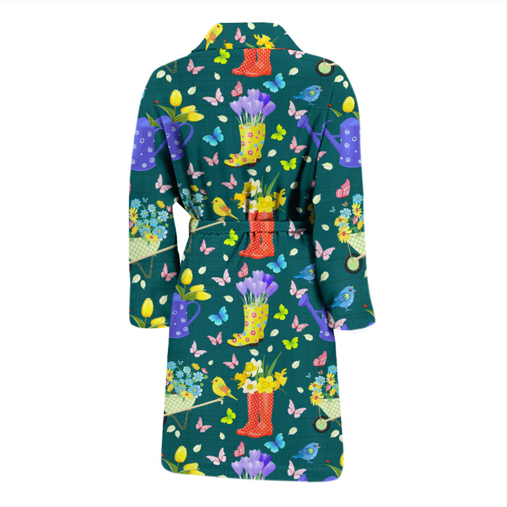 Gardening Pattern Print Design G08 Men Bathrobe