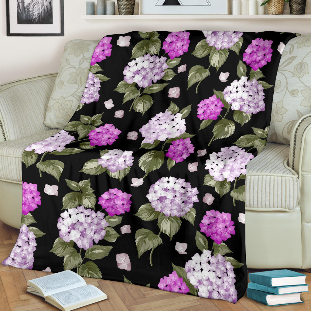 Hydrangea Pattern Print Design HD011 Fleece Blanket