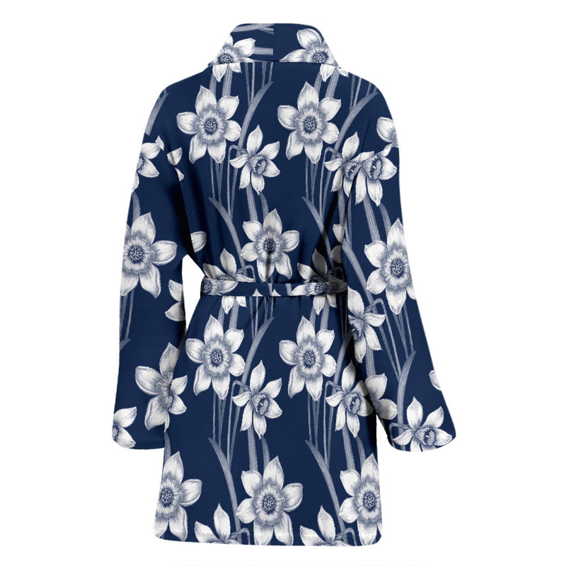 Daffodils Pattern Print Design DF09 Women Bathrobe