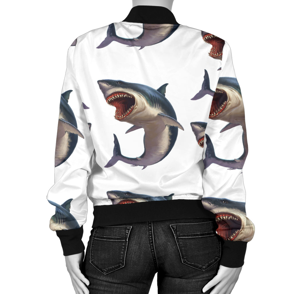 Great White Shark Pattern Print Design 03 Women's Bomber Jacket