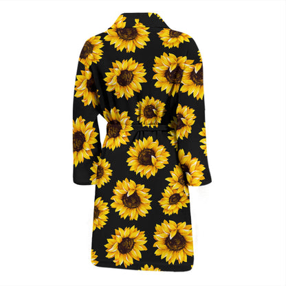 Sunflower Pattern Print Design SF05 Men Bathrobe