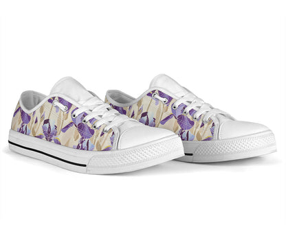 Iris Pattern Print Design IR02 White Bottom Low Top Shoes