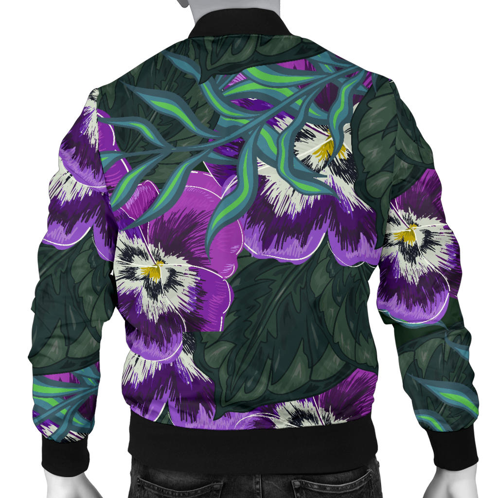 Pansy Pattern Print Design PS07 Men Bomber Jacket