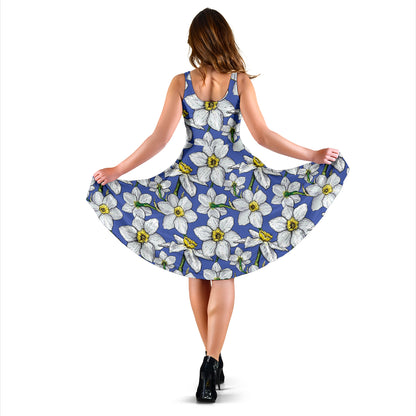 Daffodils Pattern Print Design DF08 Midi Dress
