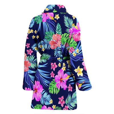 Neon Hibiscus Pattern Print Design HB016 Women Bathrobe