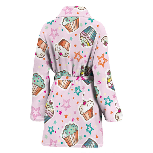 Cupcake Pattern Print Design CP03 Women Bathrobe