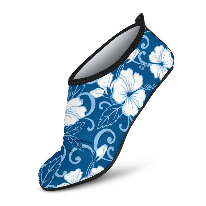 Hibiscus Pattern Print Design HB03 Aqua Water Shoes