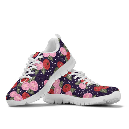 Camellia Pattern Print Design CM02 Sneakers White Bottom Shoes