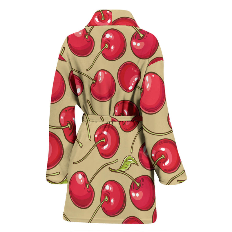 Cherry Pattern Print Design CH05 Women Bathrobe