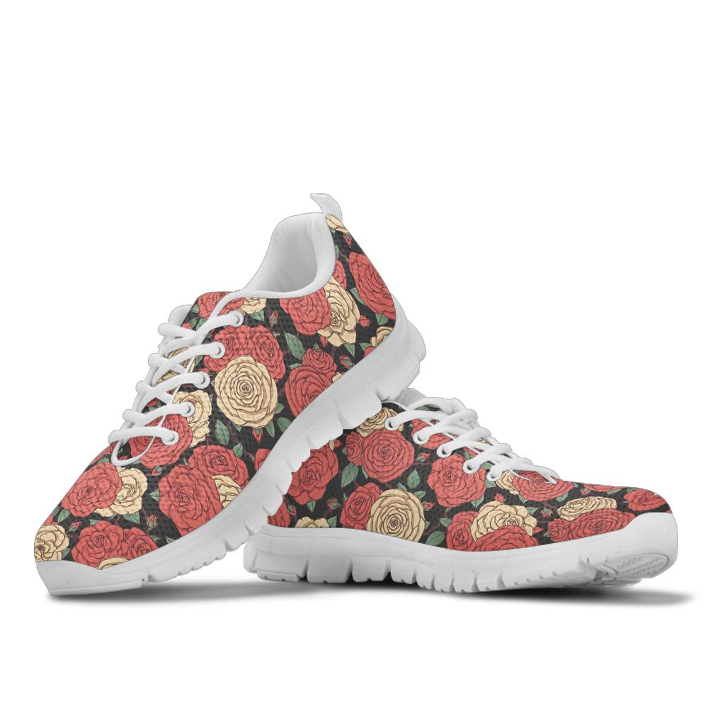 Camellia Pattern Print Design CM01 Sneakers White Bottom Shoes