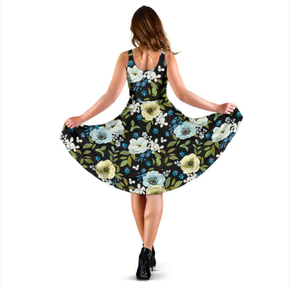 Anemone Pattern Print Design AM03 Midi Dress