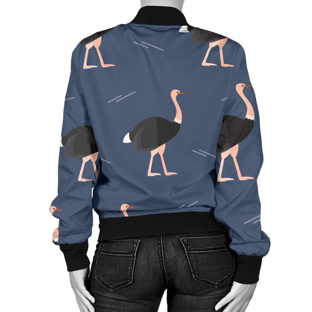 Ostrich Pattern Print Design 04 Women's Bomber Jacket