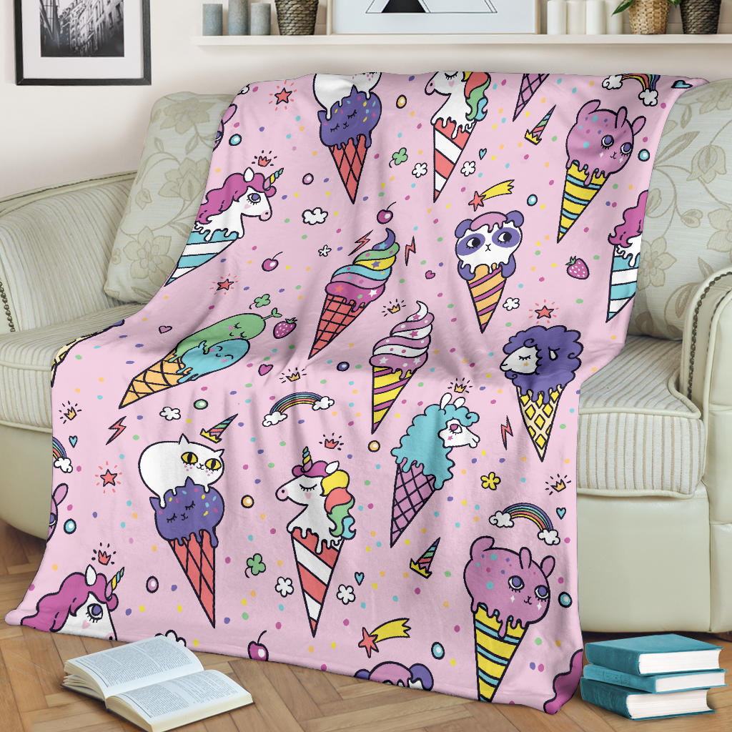 Ice Cream Pattern Print Design IC05 Fleece Blanket