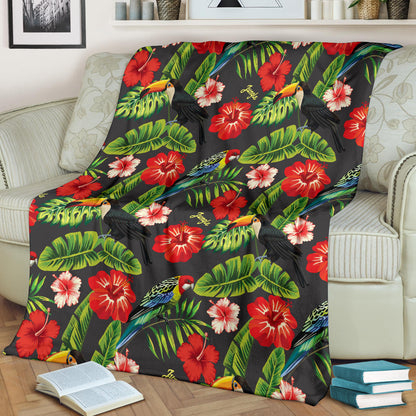 Tropical Flower Pattern Print Design TF04 Fleece Blanket