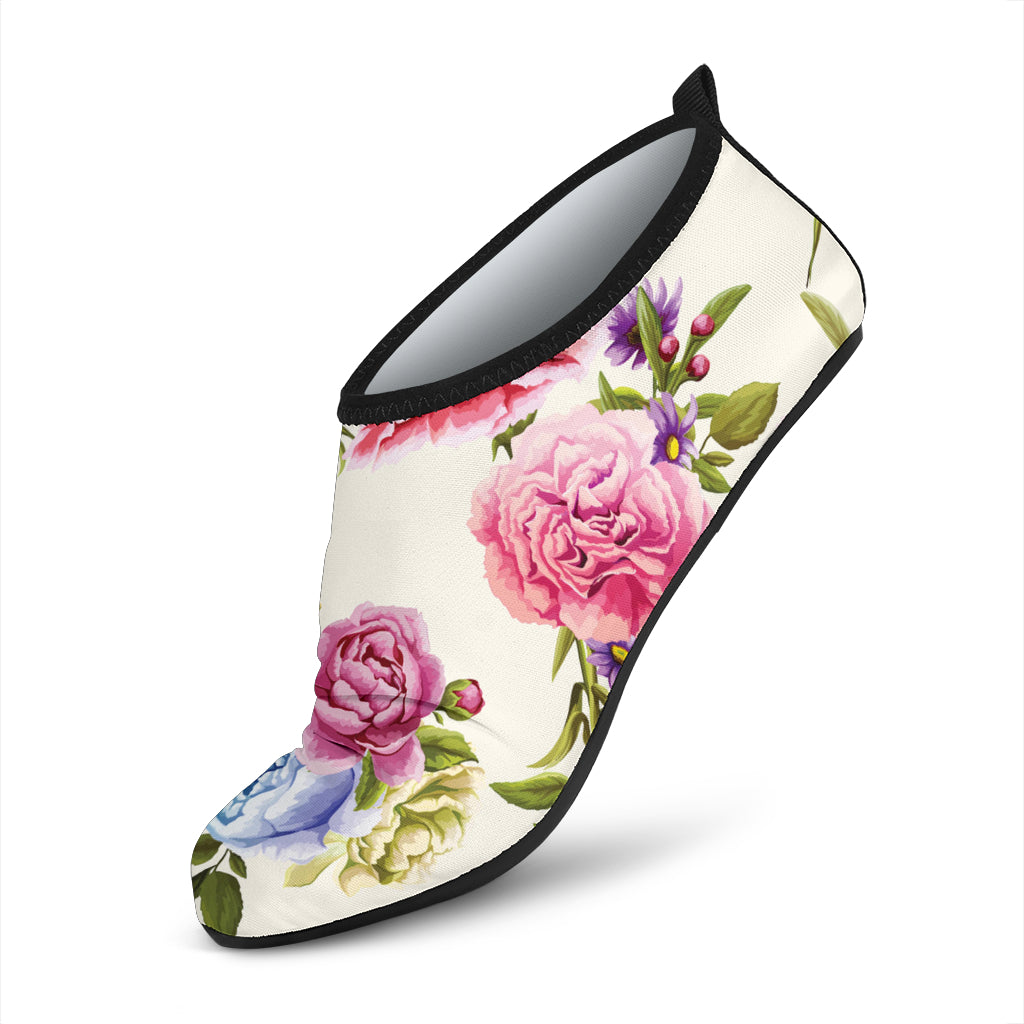 Carnations Pattern Print Design CN02 Aqua Water Shoes