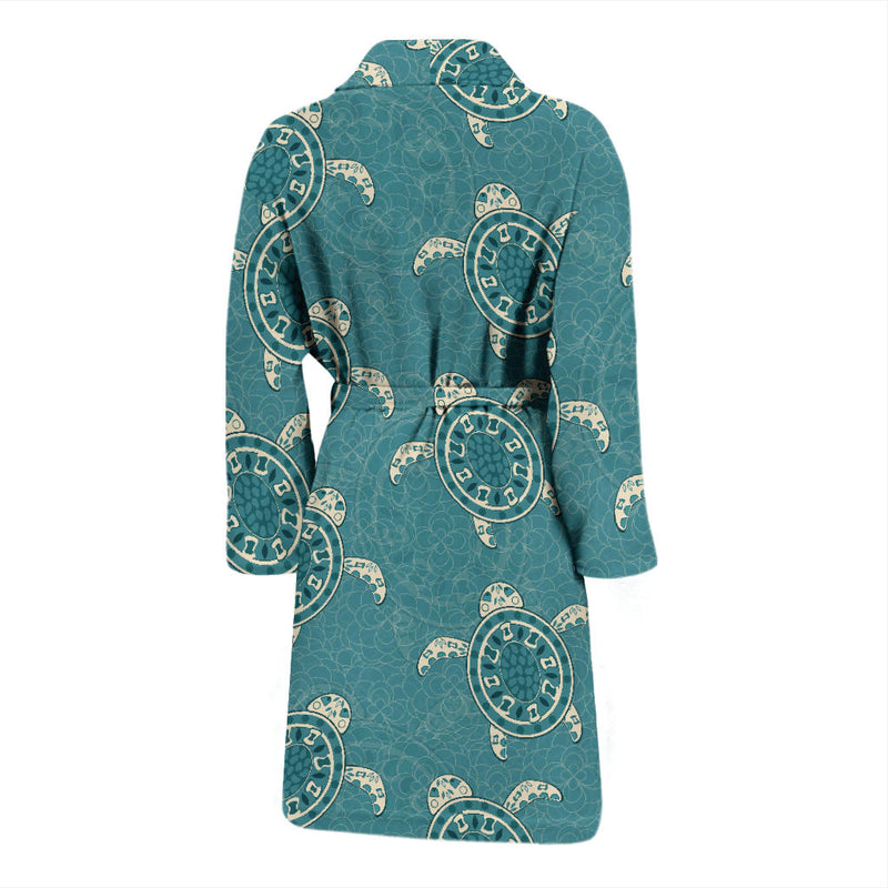 Sea Turtle Pattern Print Design T02 Men Bathrobe