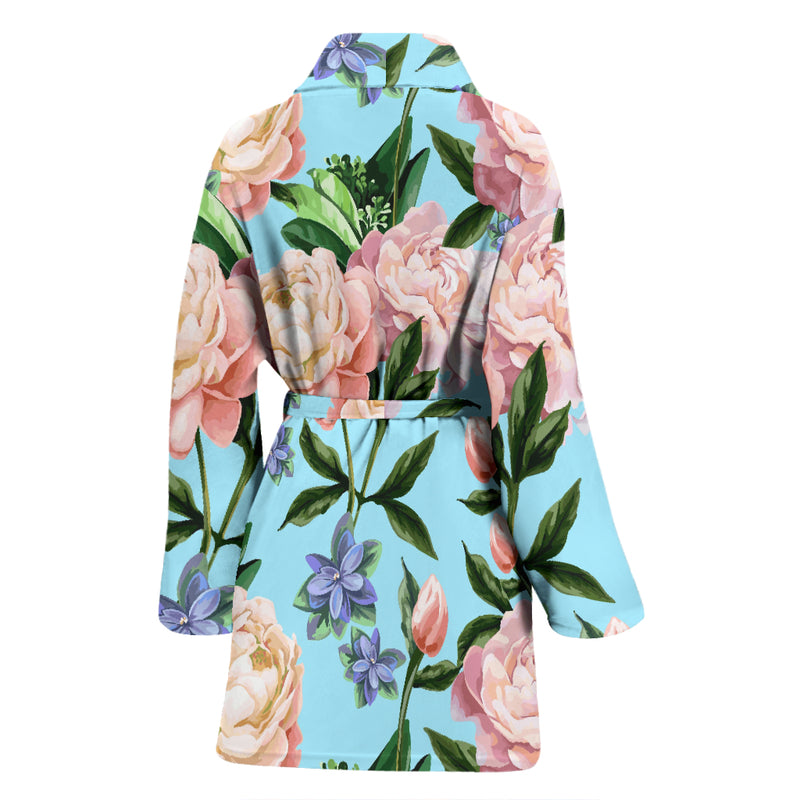 Peony Pattern Print Design PE02 Women Bathrobe