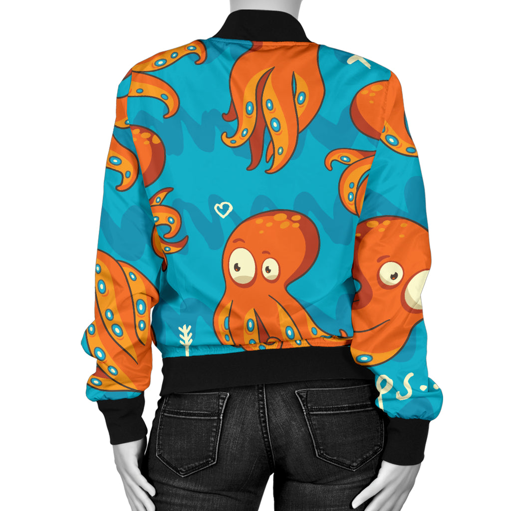 Octopus Pattern Print Design A02 Women's Bomber Jacket
