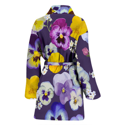 Pansy Pattern Print Design PS02 Women Bathrobe