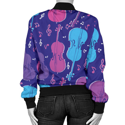 Cello Pattern Print Design 01 Women's Bomber Jacket