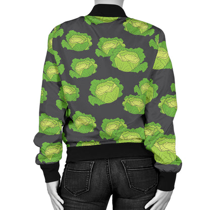 Cabbage Pattern Print Design 01 Women's Bomber Jacket